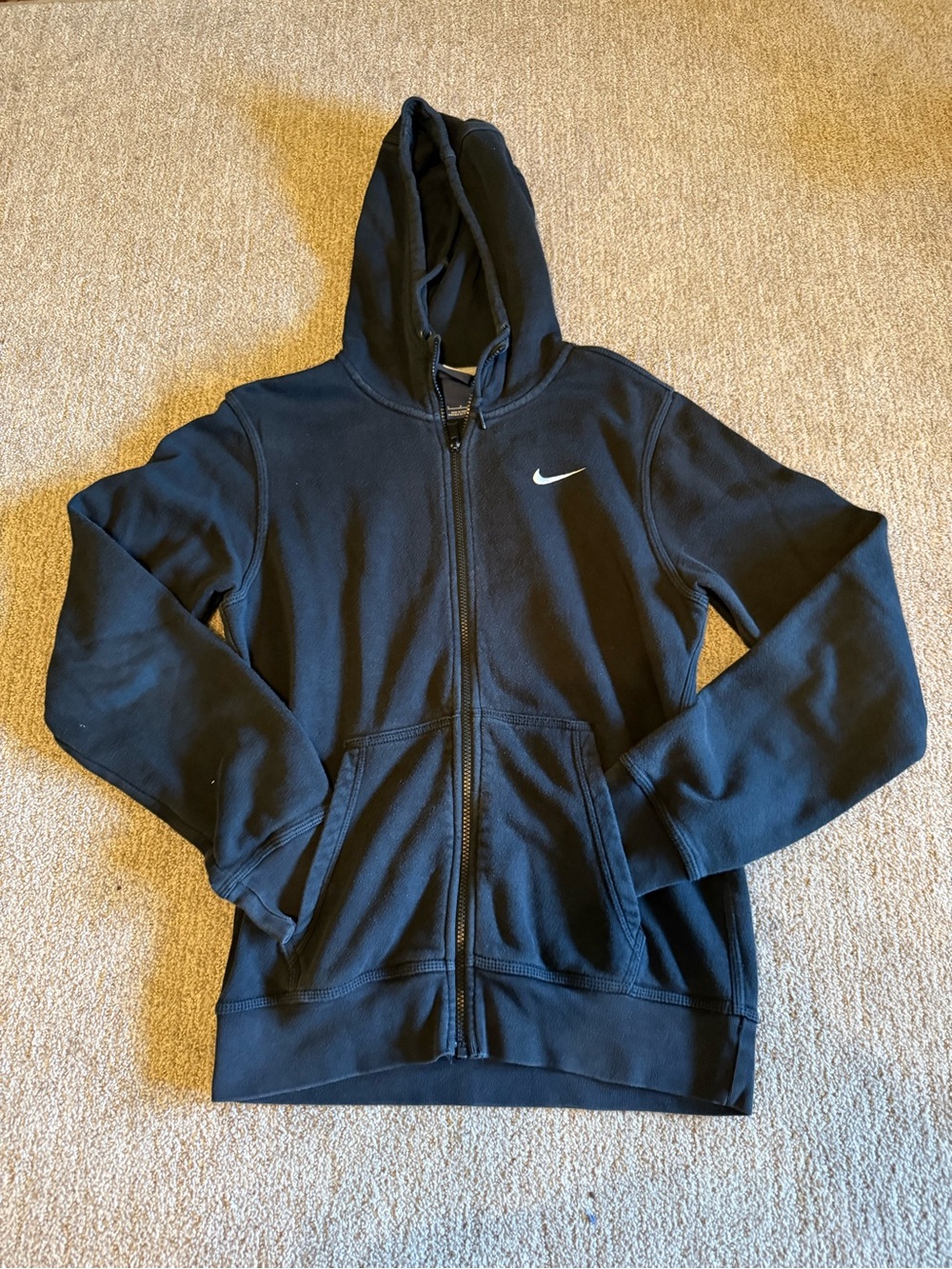 Nike Black Full-Zip Hoodie with White Swoosh